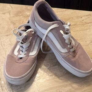 Vans Women’s Pink Suede Old Skool Sneakers with White Sidestripe